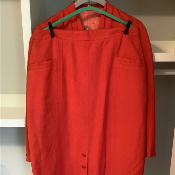 Vintage Tomato Red Flax Linen Suit - Picture 5 of 6